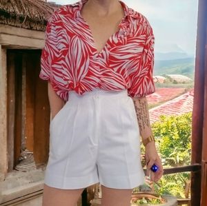 Vintage Red and White Blouse